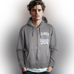 5th & Ocean Gray Los Angeles Dodgers Baseball Hoodie XL
